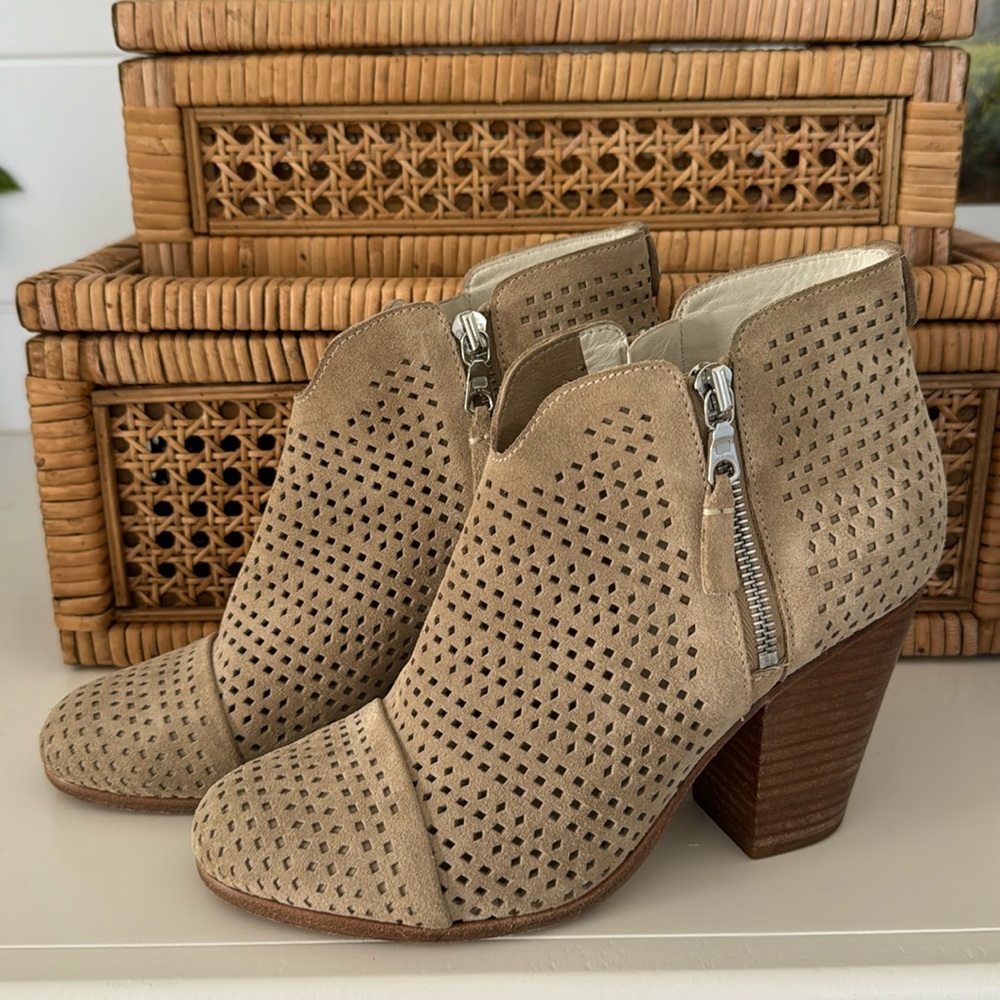 Rag & Bone Margot Boot 37 stucco suede perforated